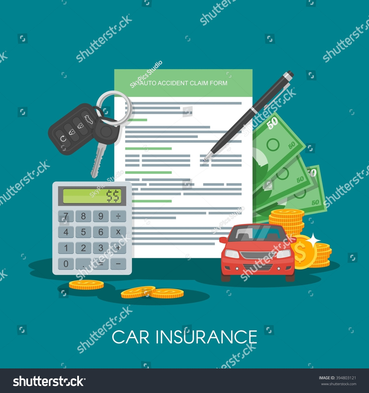 Car Insurance Form Concept Vector Illustration Stock Vector for dimensions 1500 X 1600