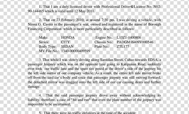 Car Vehicle Affidavit Hit And Run Driving Jeepney for proportions 800 X 1224