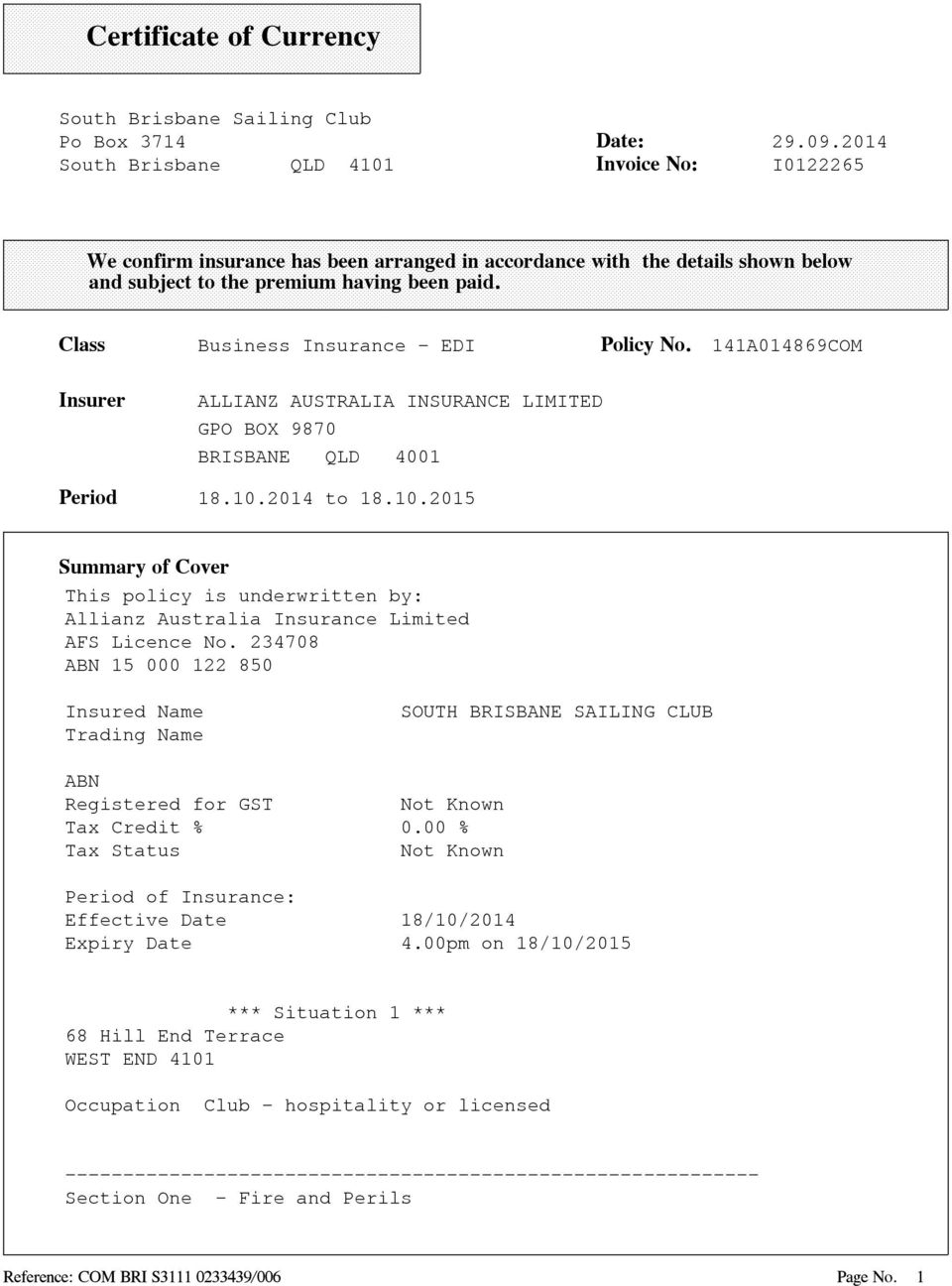 Certificate Of Currency Pdf Free Download with measurements 960 X 1296