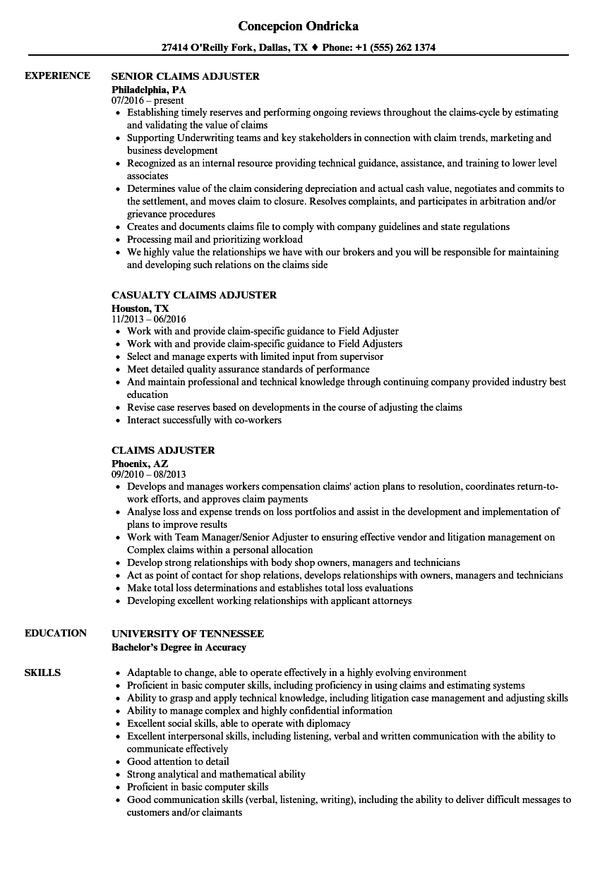 Claims Adjuster Resume Samples Velvet Jobs with sizing 860 X 1240