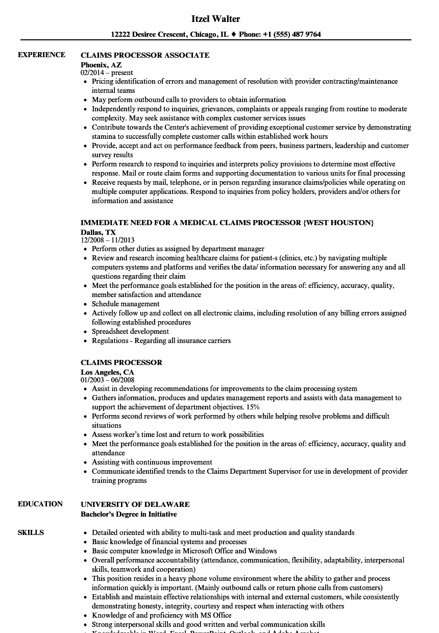 Claims Processor Resume Samples Velvet Jobs pertaining to dimensions 860 X 1240