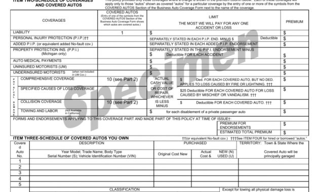 Commercial Auto Coverage Part Business Auto Declarations for dimensions 791 X 1024