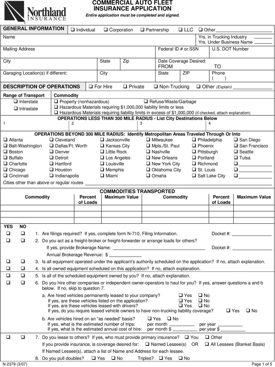 Commercial Auto Fleet Insurance Application Entire within measurements 960 X 1281