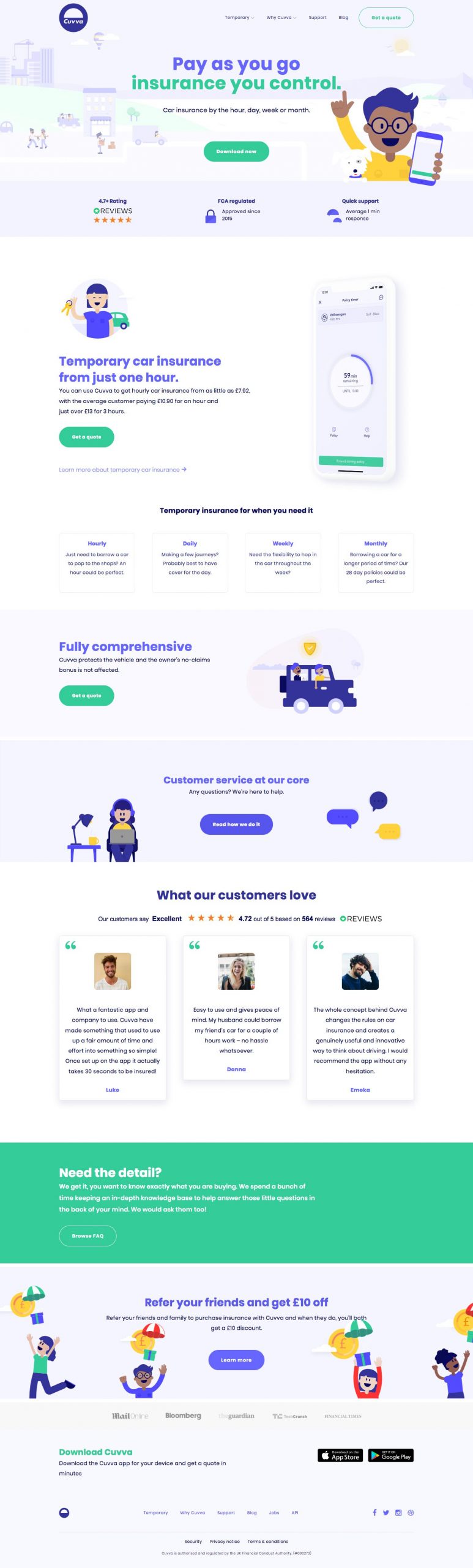 Cuvva Landing Page Design Inspiration Landing Page Design with proportions 1400 X 4637