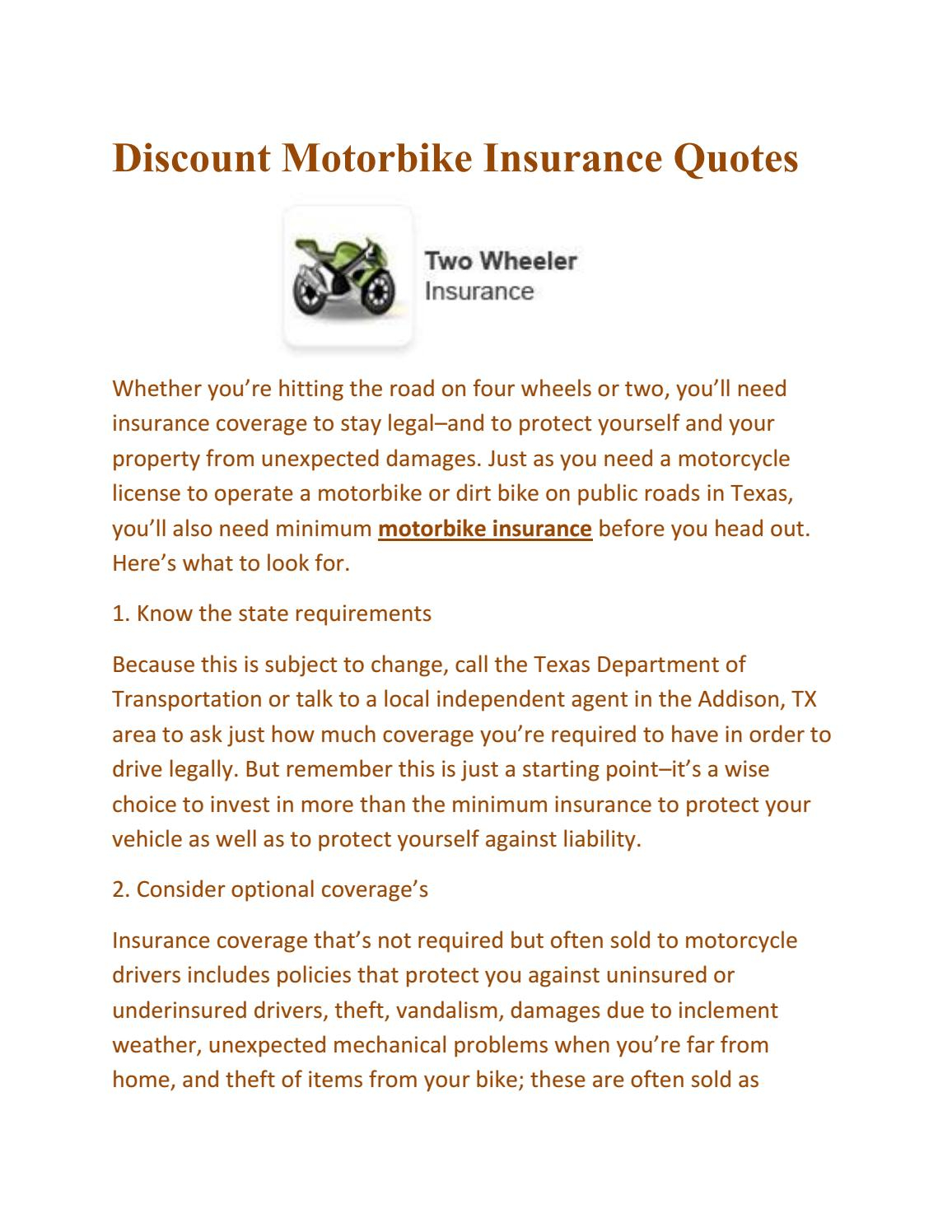 Discount Motorbike Insurance Quotes Sanjay Issuu with regard to dimensions 1156 X 1496