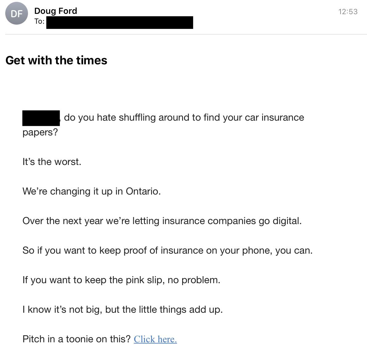 Doug Ford Wants You To Pay Him 2 For Allowing Digital Car intended for measurements 1193 X 1150
