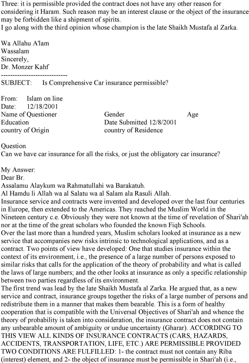 Fatawa On Insurance I Is Insurance Permissible Life Car regarding measurements 960 X 1402