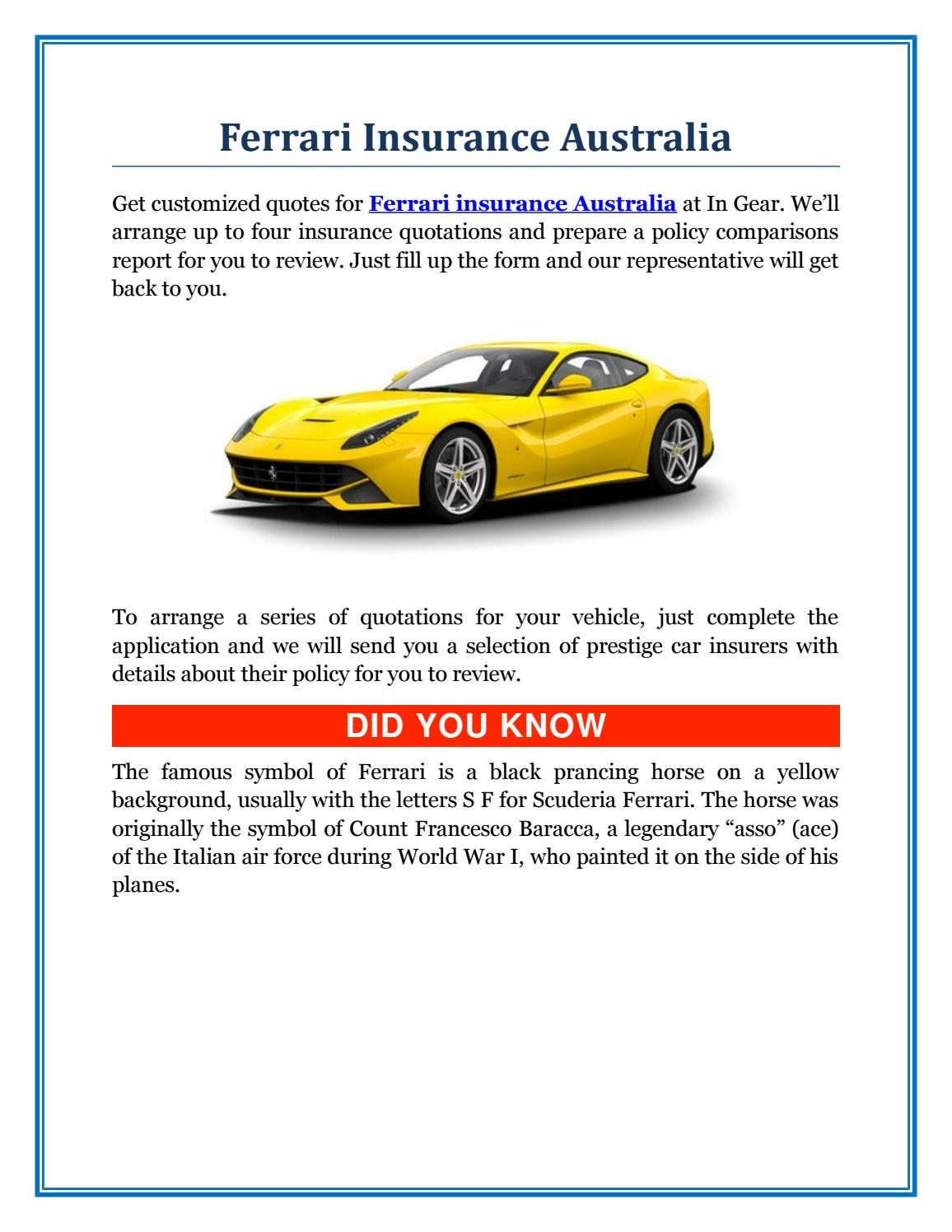 Ferrari Insurance Australia In Gear Issuu for proportions 1156 X 1496