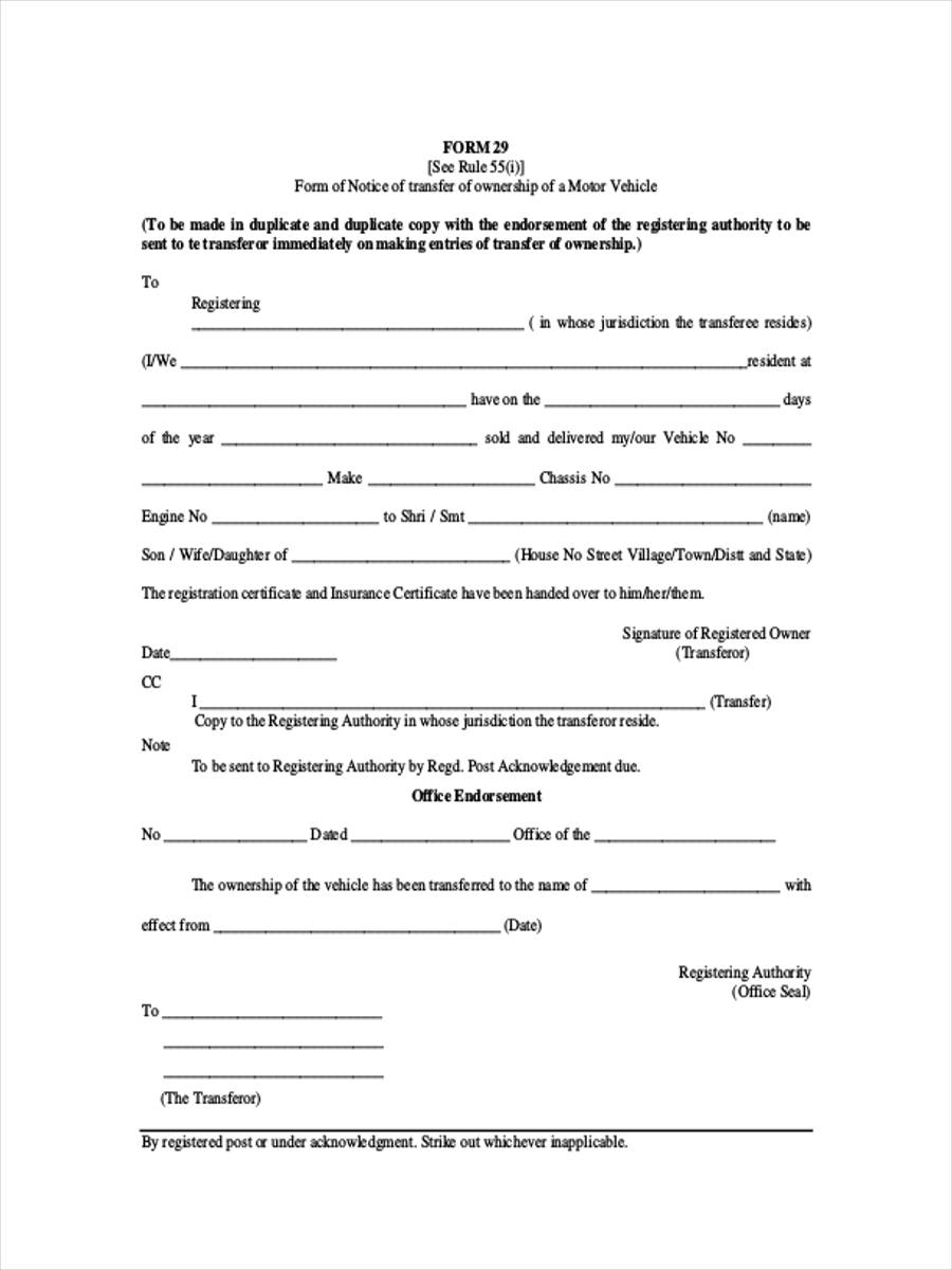 Free 5 Motor Vehicle Transfer Forms In Ms Word Pdf for dimensions 900 X 1200