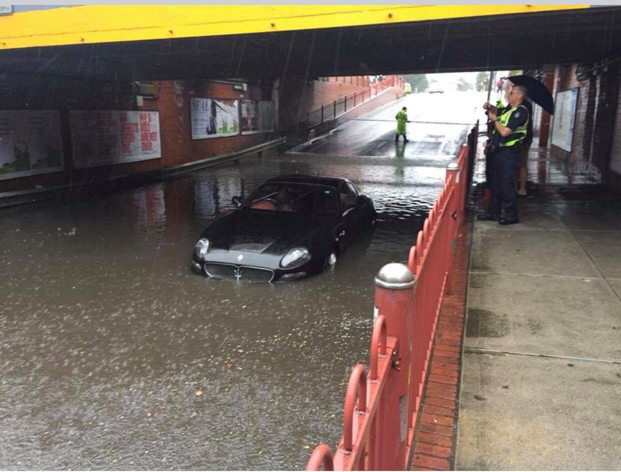 Guys Drives Maserati Into A Flooded Street In Melbourne A regarding proportions 1242 X 944