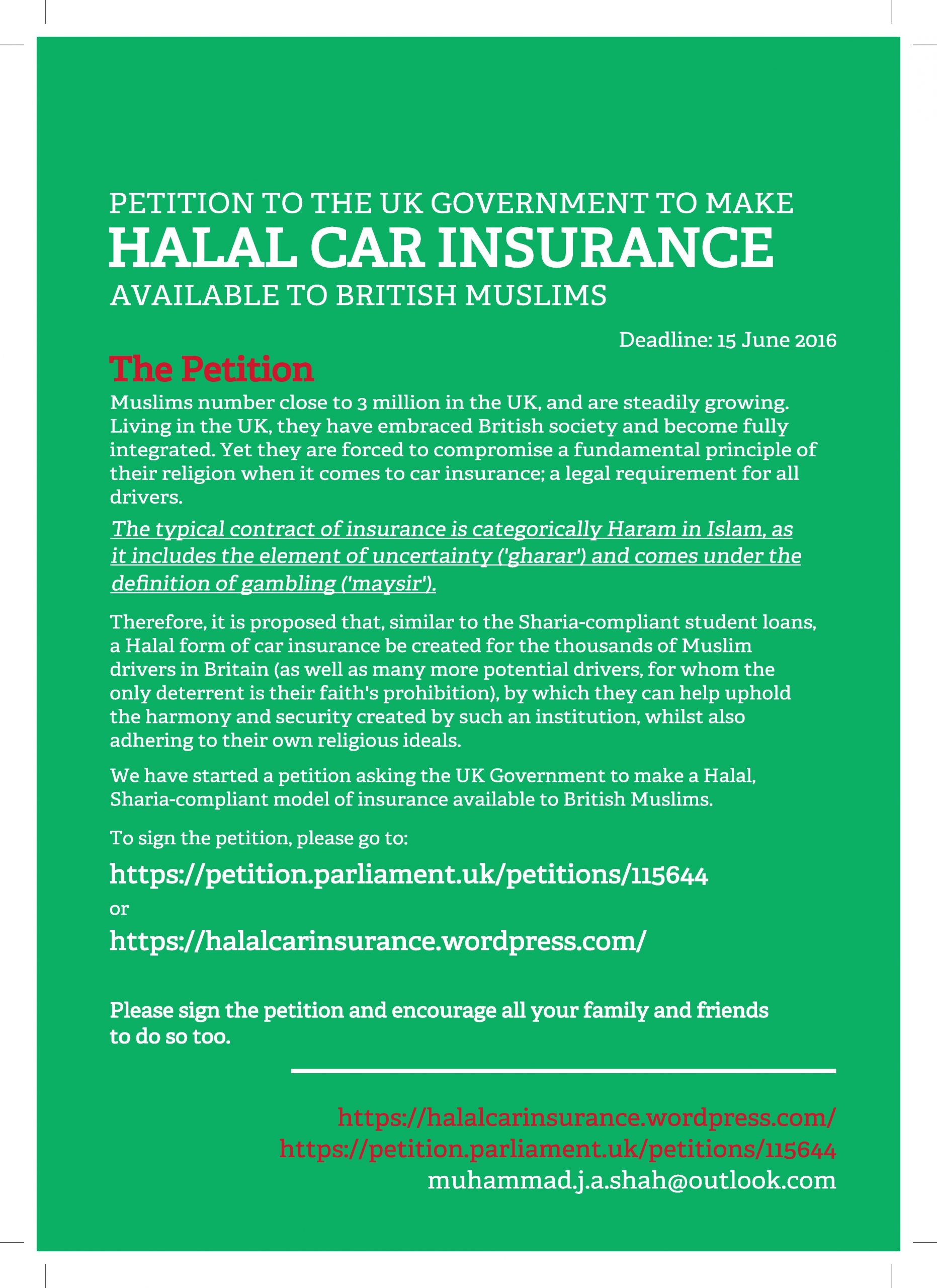 Halal Car Insurance Petition To Uk Government For Halal pertaining to measurements 3883 X 5336