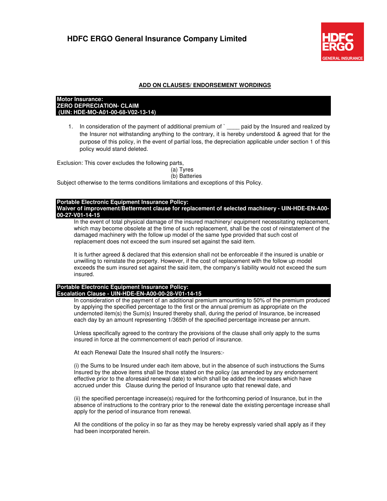 Hdfc Ergo General Insurance Company Limited Manualzz for measurements 1275 X 1651