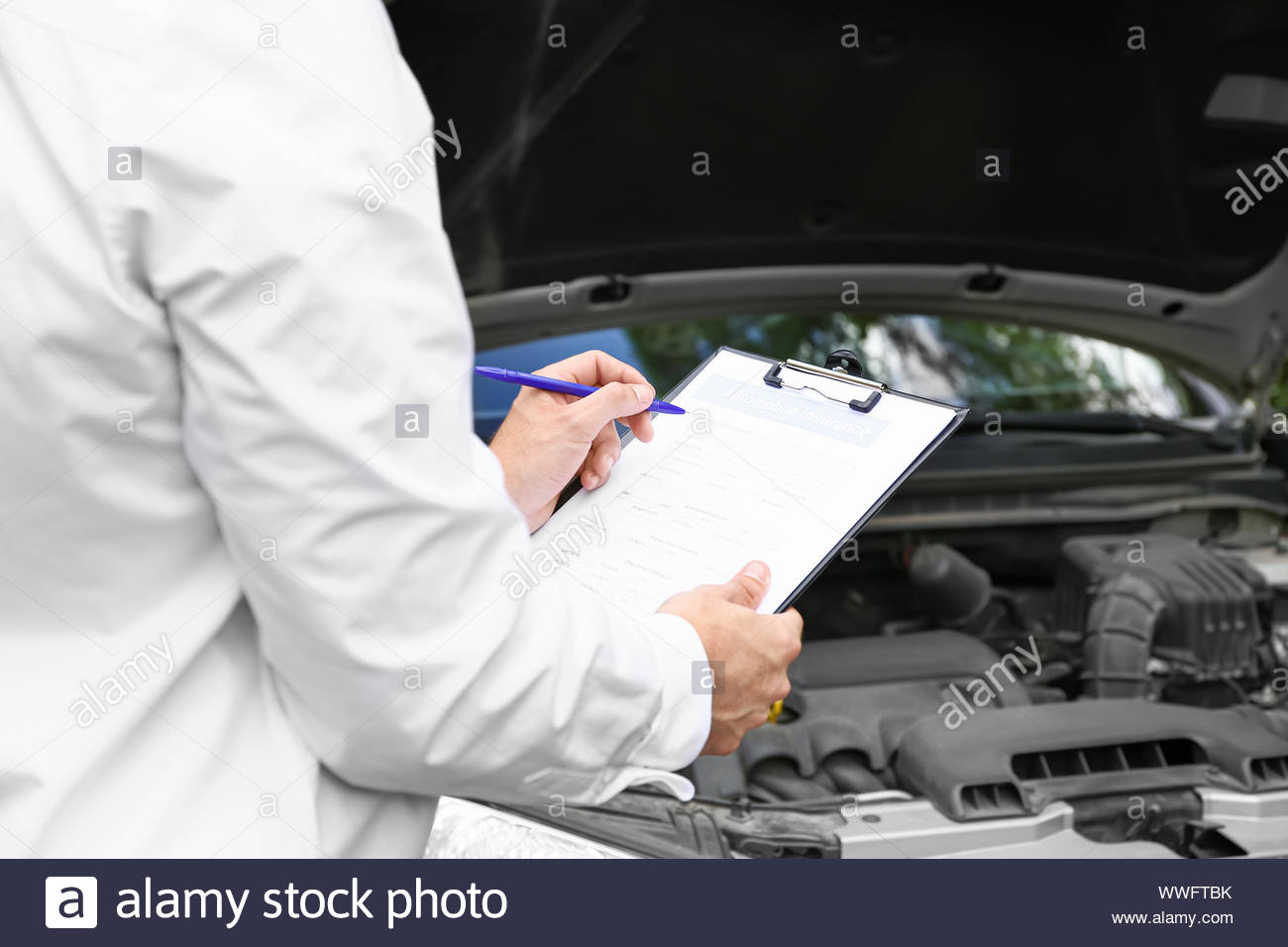 Insurance Agent Near Damaged Car Outdoors Closeup Stock with measurements 1300 X 956