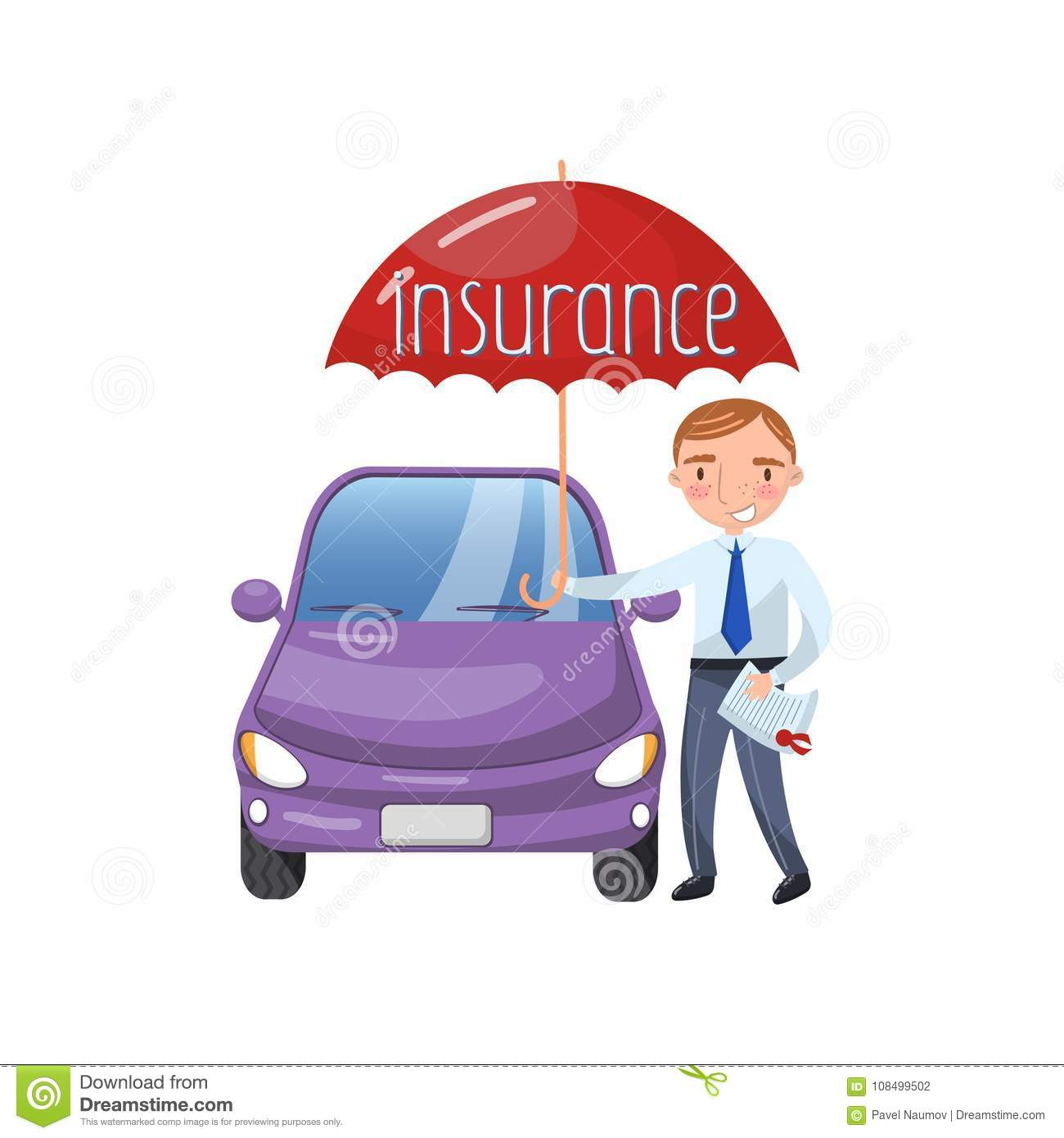 Insurance Agent Standing With Umbrella Protecting Car Auto in size 1300 X 1390