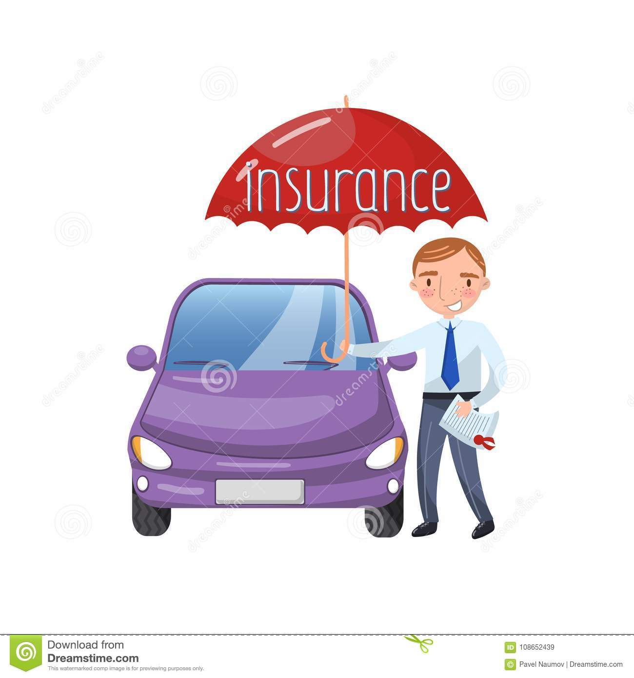 Insurance Agent Standing With Umbrella Protecting Car Auto regarding sizing 1300 X 1390