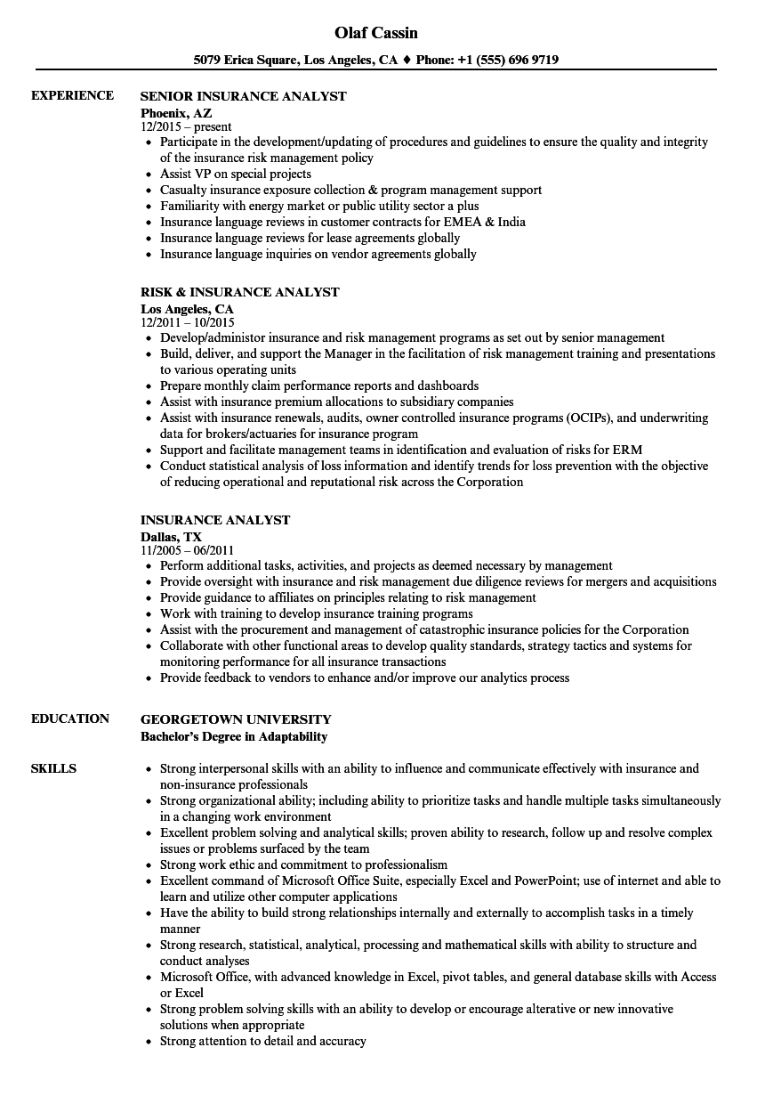 Insurance Analyst Resume Samples Velvet Jobs in size 860 X 1240