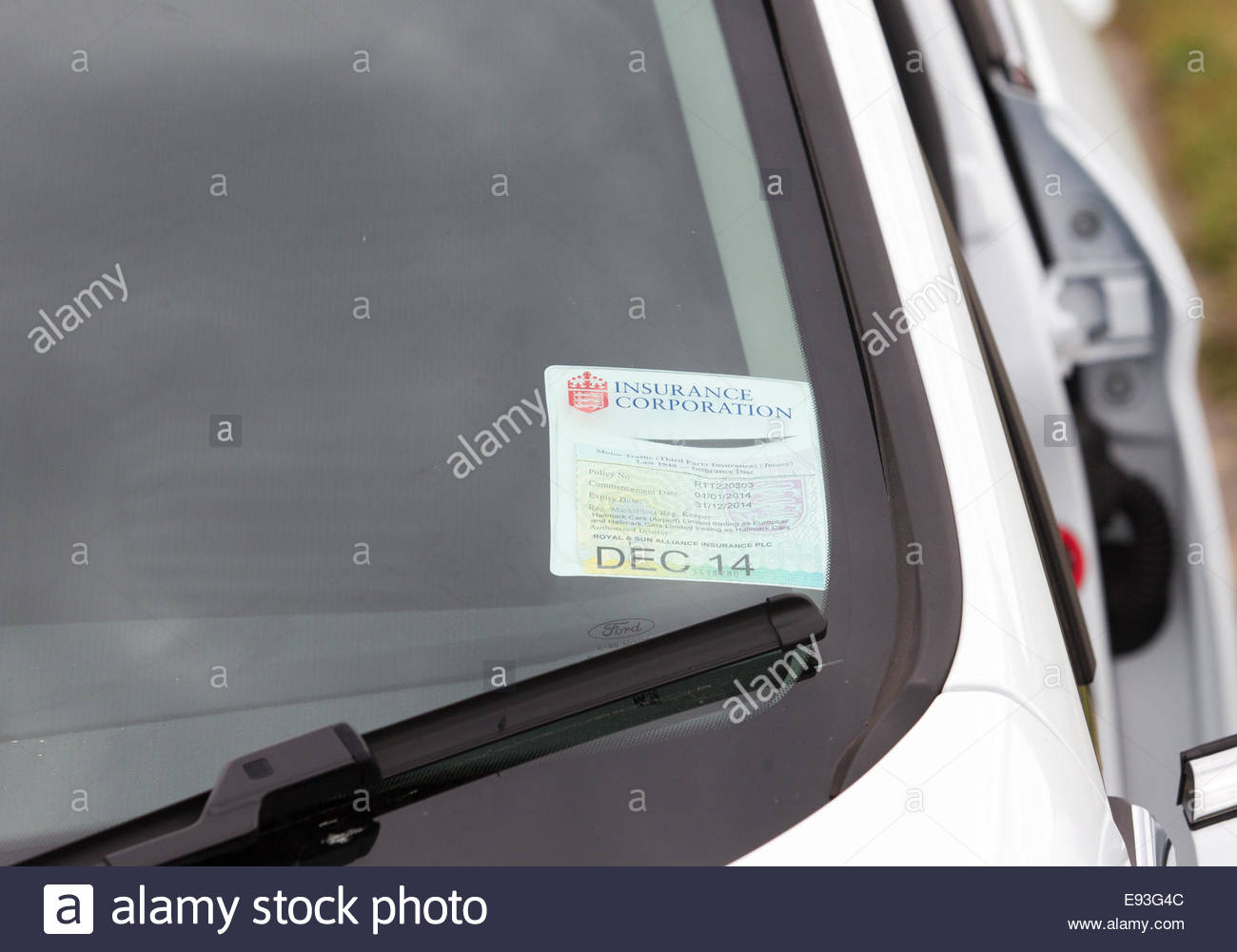 Insurance Car Certificate Display Windscreen Stock Photo pertaining to size 1300 X 1001