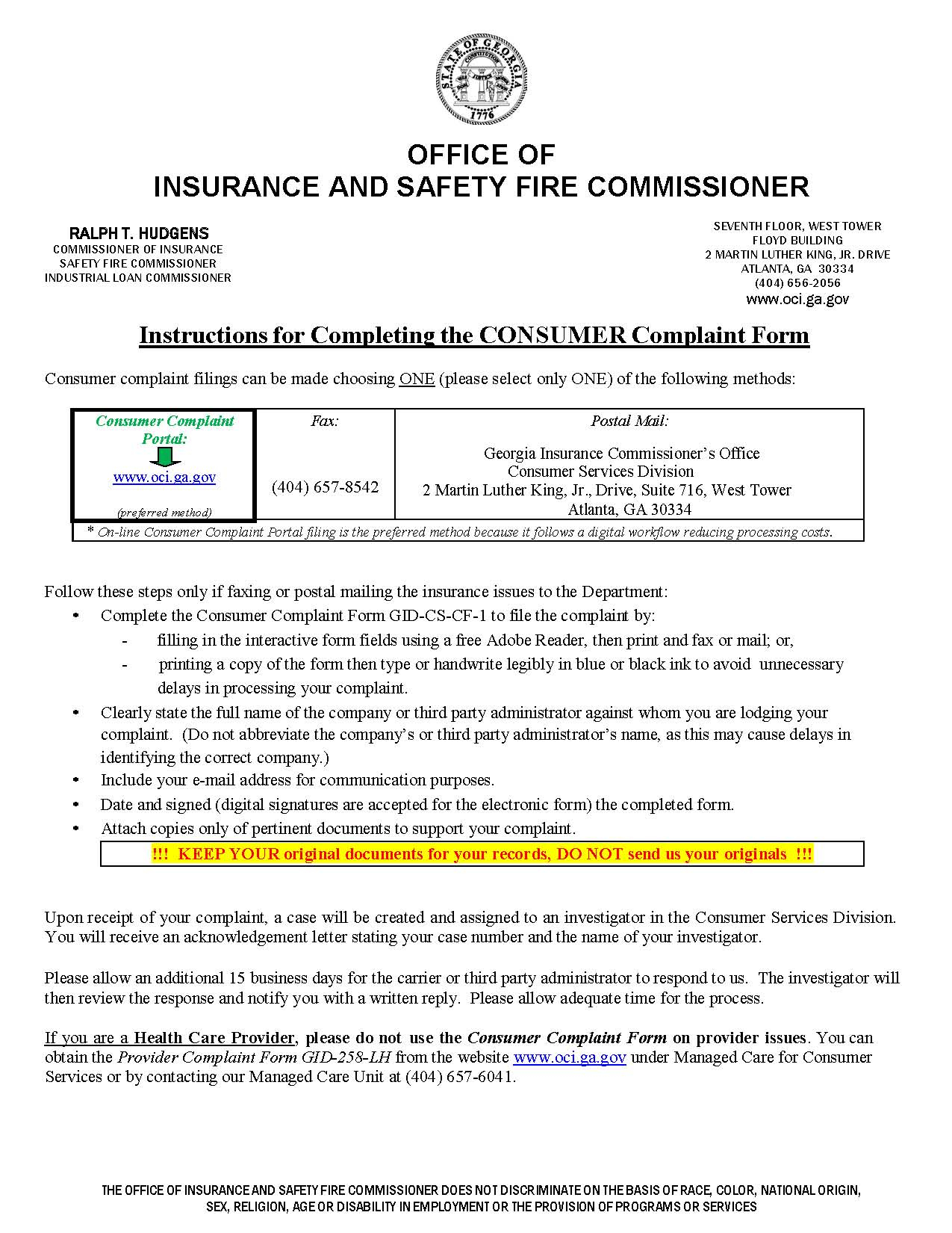 Insurance Commissioner Complaint Ga Diminished Value Car within size 1275 X 1650