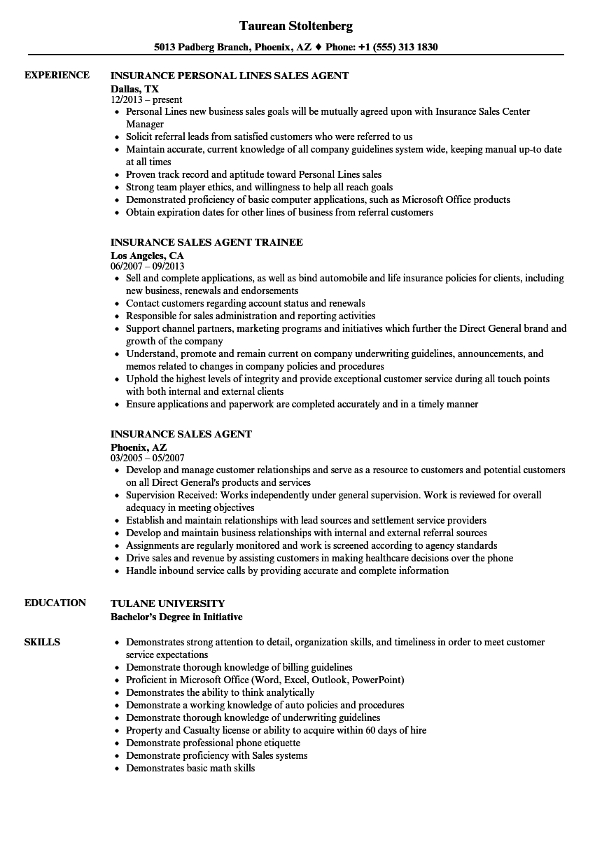 Insurance Sales Agent Resume Samples Velvet Jobs regarding size 860 X 1240