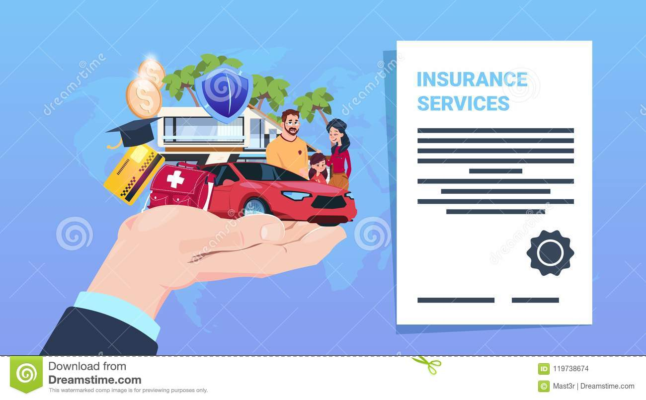Insurance Service Protection Concept Hand Car Life Home within size 1300 X 805