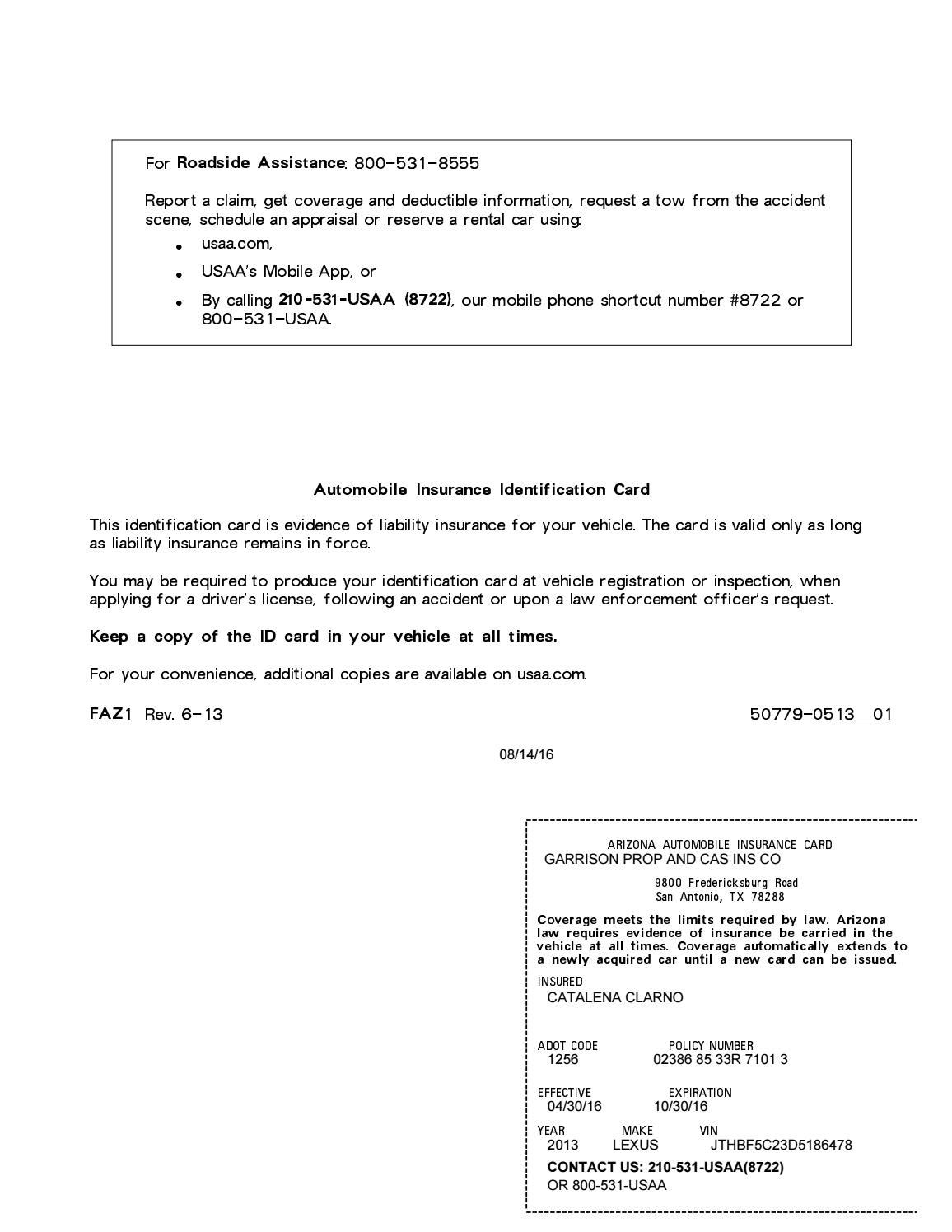 Insurance Usaa Auto Insurance Policy Number in size 1156 X 1496