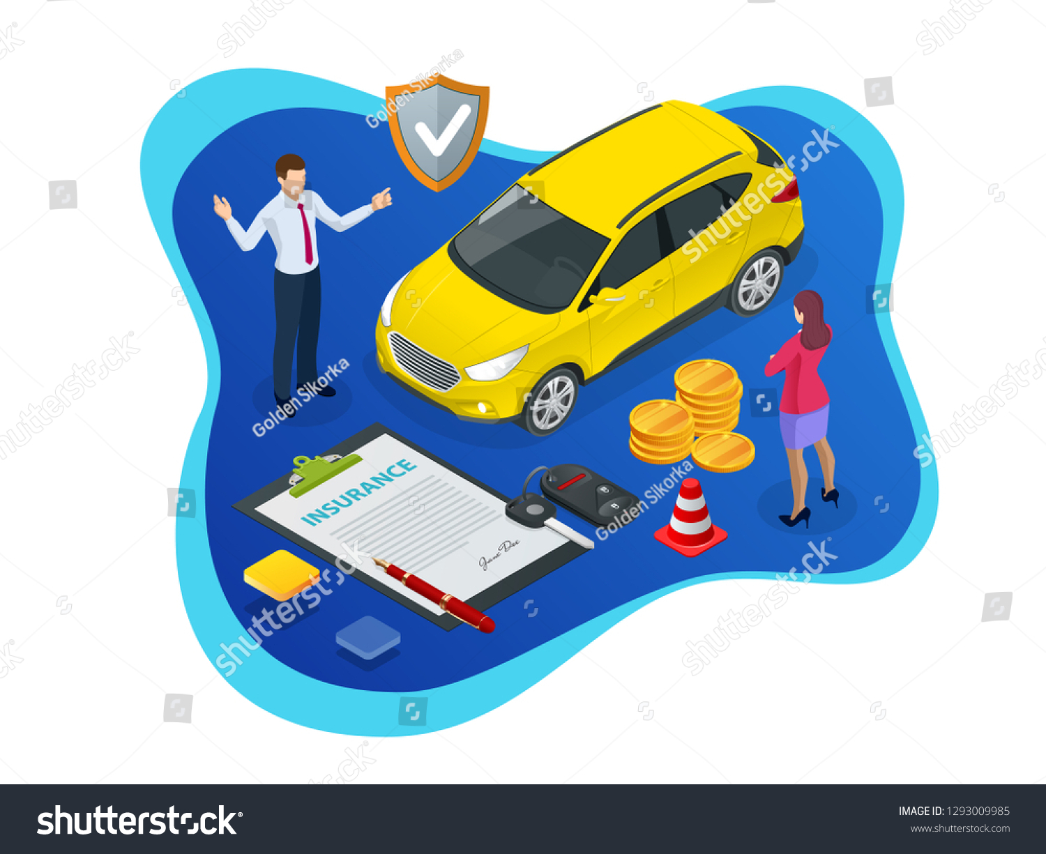 Isometric Car Insurance Concept Auto Insurance Stock Vector for proportions 1500 X 1225