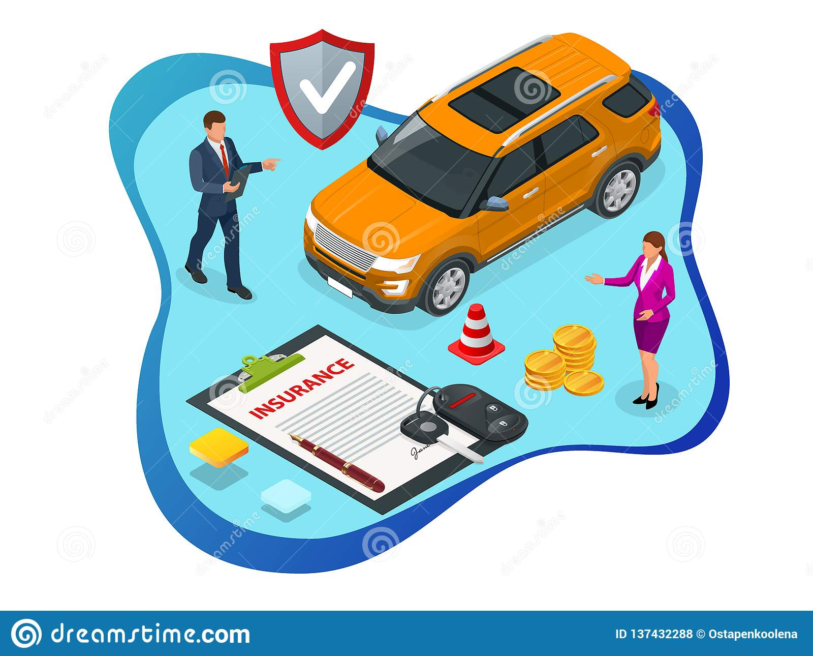 Isometric Car Insurance Services Auto Insurance Policy With with size 1600 X 1290