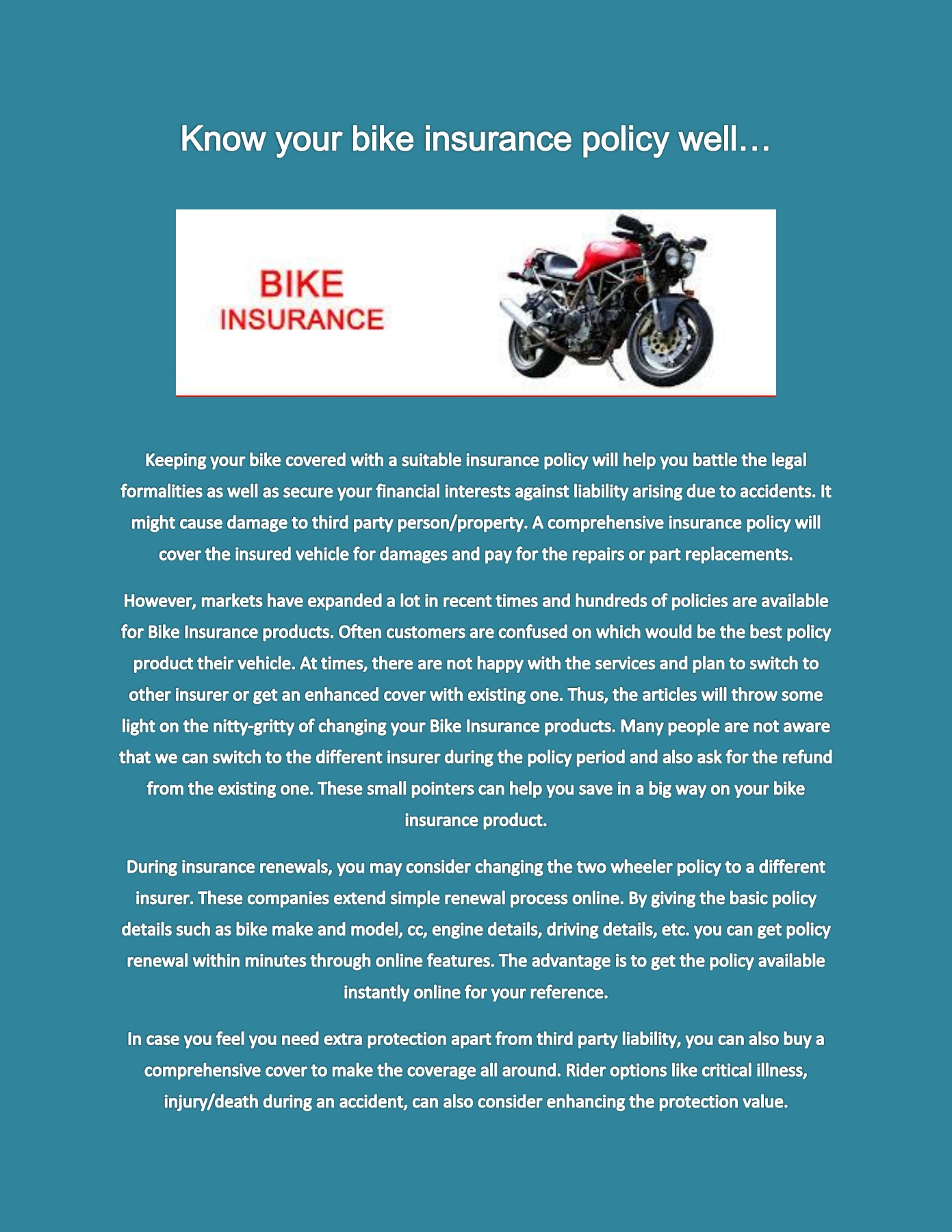 Know Your Bike Insurance Policy Well within proportions 1391 X 1800