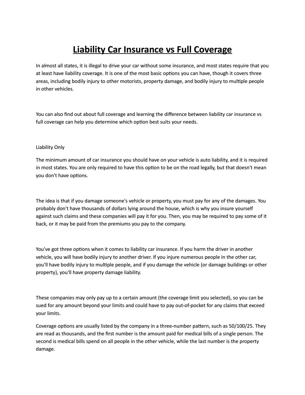 Liability Car Insurance Vs Full Coverage Sunil Kumawat for proportions 1156 X 1496