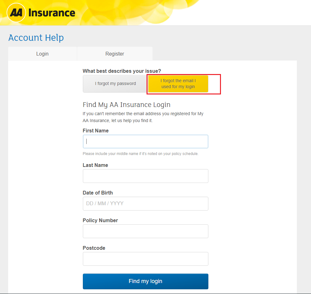 Manage Your Policy Aa Insurance inside dimensions 991 X 937