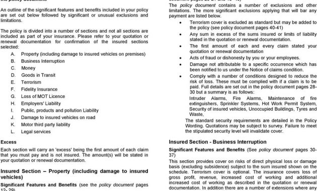 Motor Trade Elite Insurance Policy Underwritten Qbe with regard to measurements 960 X 1142