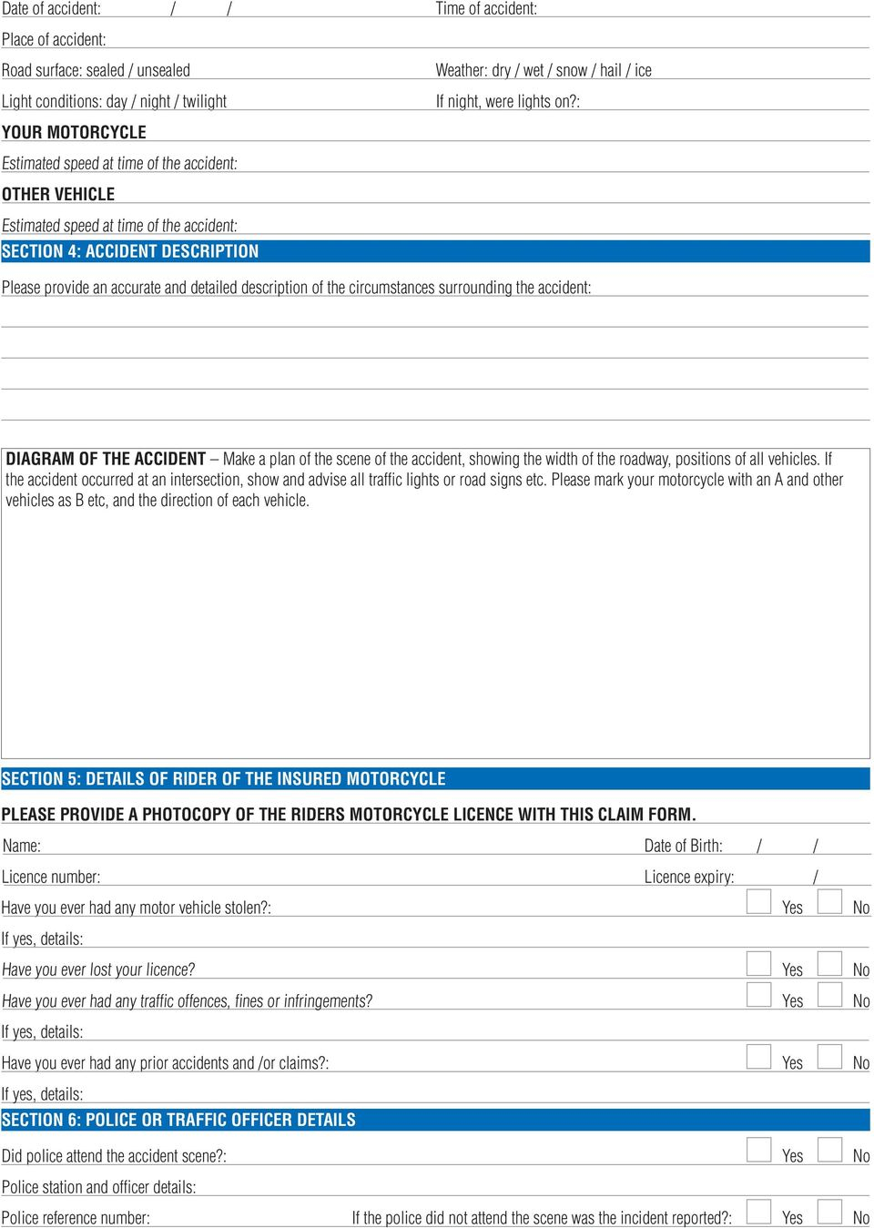 Motorcycle Insurance Claim Form Pdf Free Download for proportions 960 X 1349