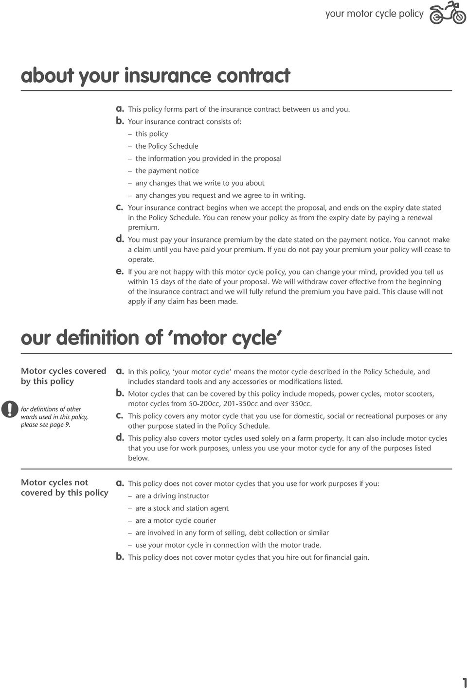 Motorcycle Insurance Policy Wording Pdf Free Download intended for size 960 X 1418