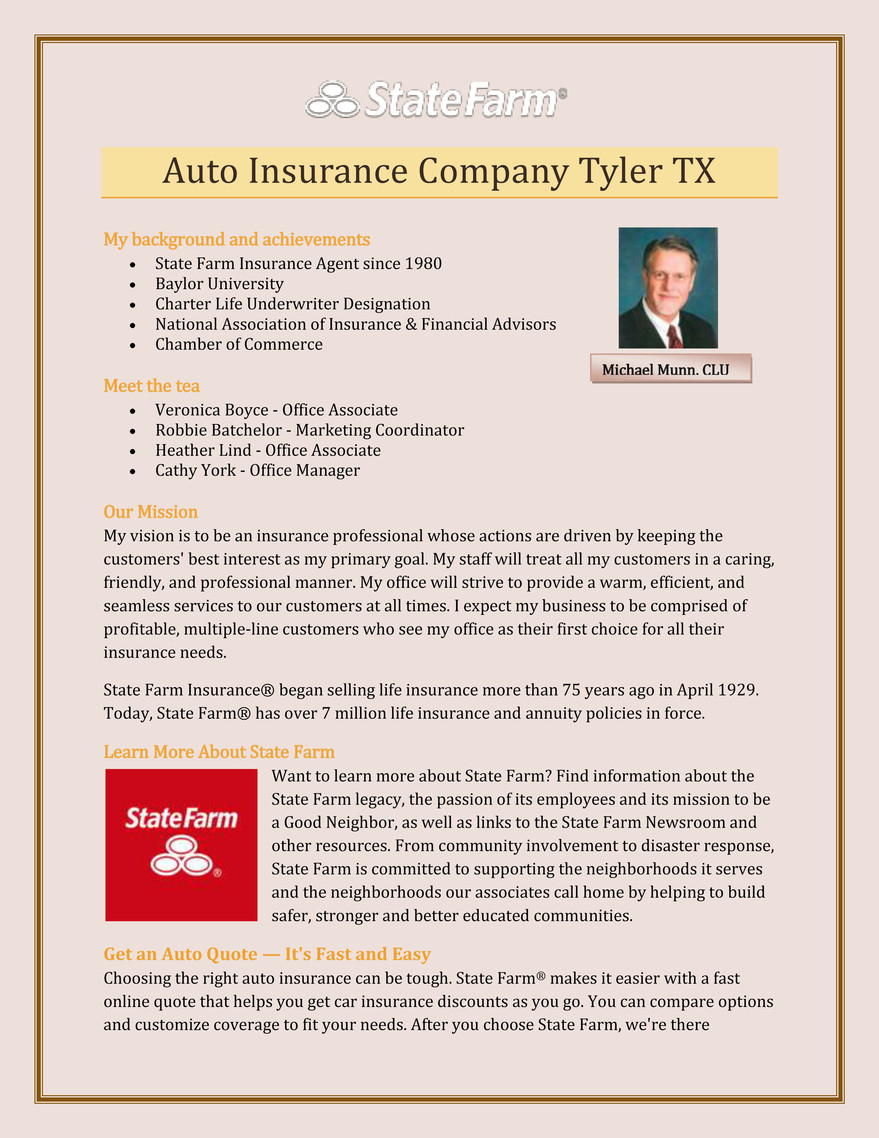 My Publications Auto Insurance Company Tyler Tx Page 1 with measurements 879 X 1138