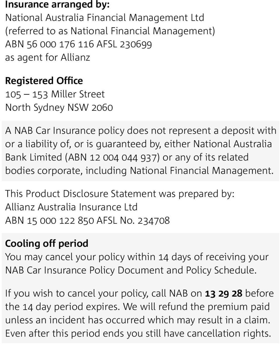 Nab Car Insurance Policy Document Product Disclosure in dimensions 960 X 1181