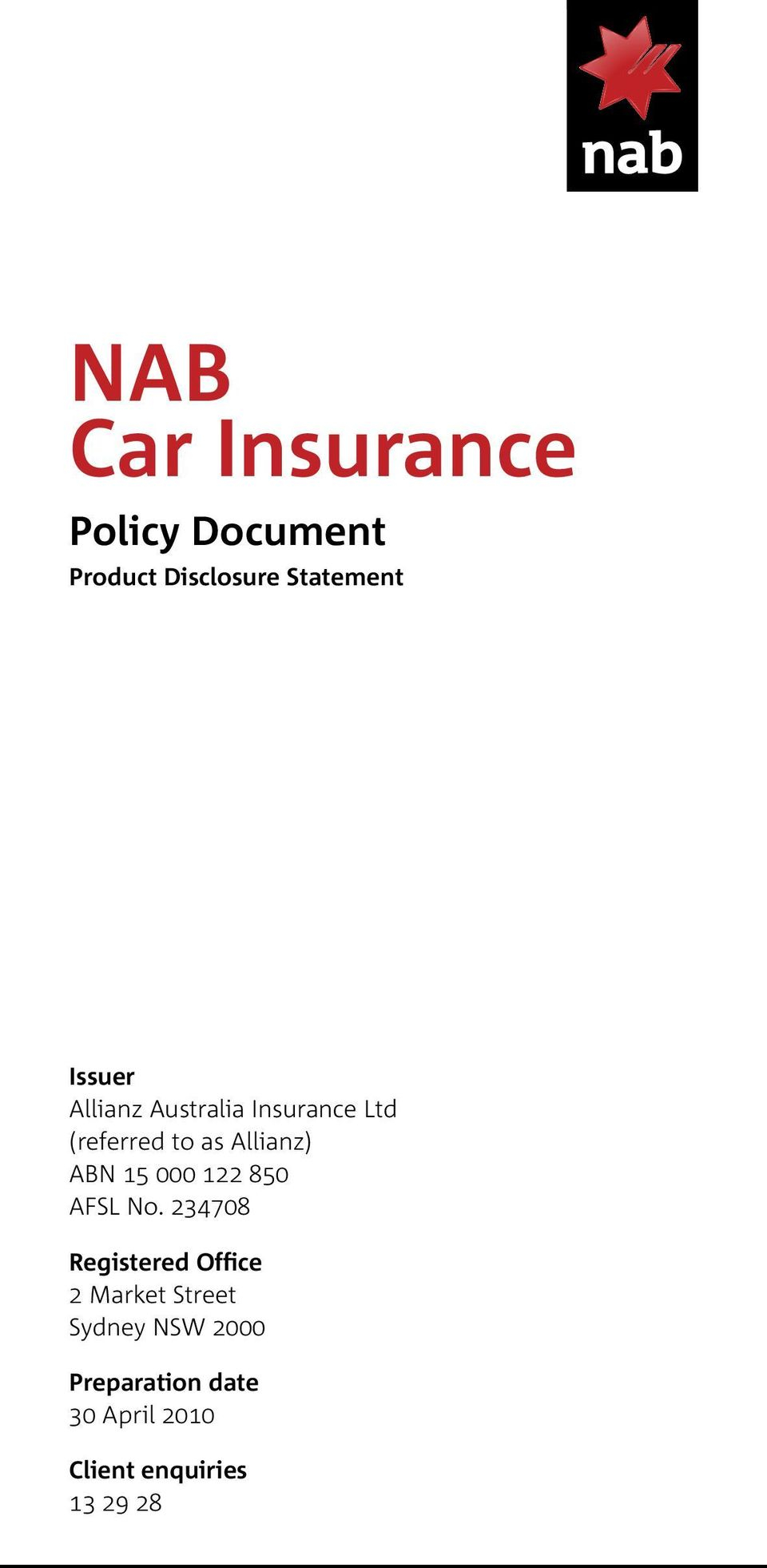 Nab Car Insurance Policy Document Product Disclosure with regard to measurements 960 X 1962