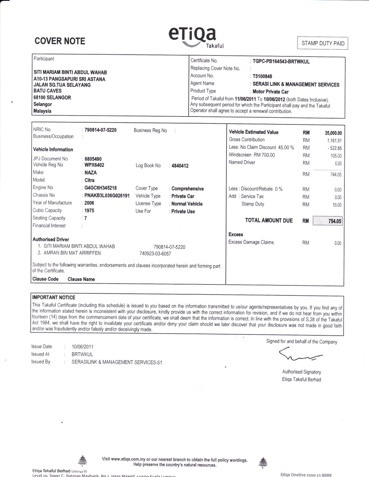 One Stop Personalised Insurance Centre June 2011 with regard to dimensions 1236 X 1600