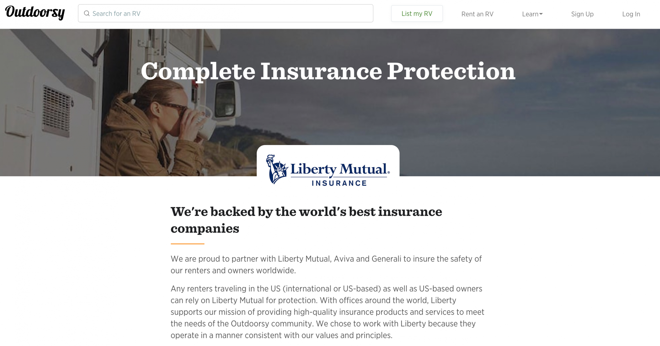 Outdoorsy Partners With Liberty Mutual On Rv Insurance intended for proportions 2828 X 1484