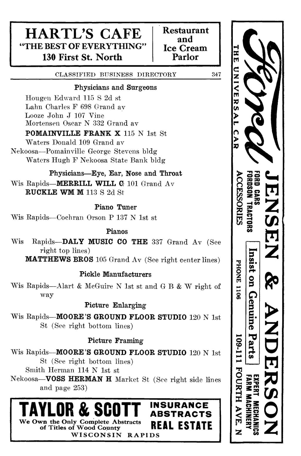 Pagewisconsin Rapids Directory 1921djvu351 Wikisource throughout measurements 1024 X 1550