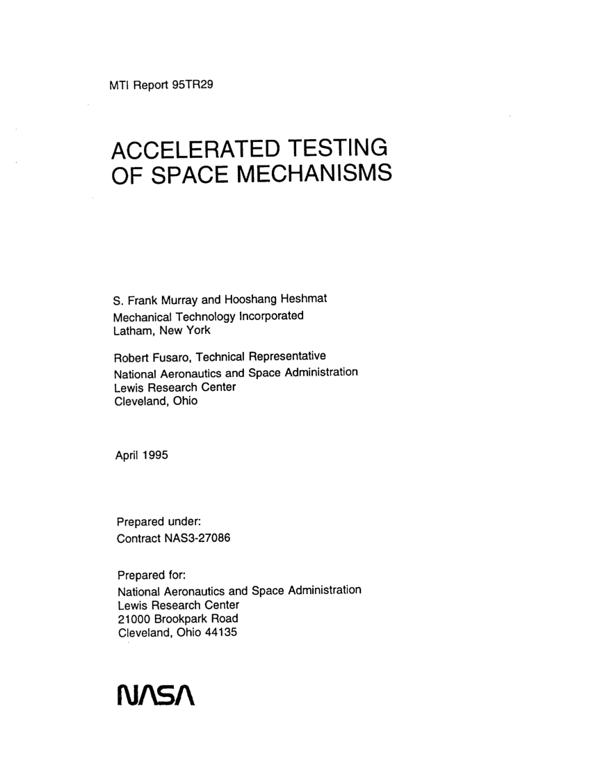 Pdf Accelerated Testing Of Space Mechanisms throughout proportions 850 X 1104