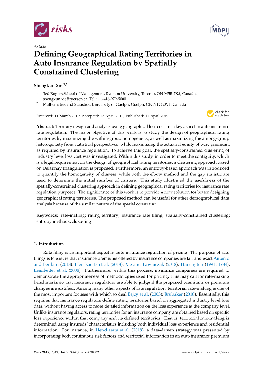 Pdf Defining Geographical Rating Territories In Auto with proportions 850 X 1202