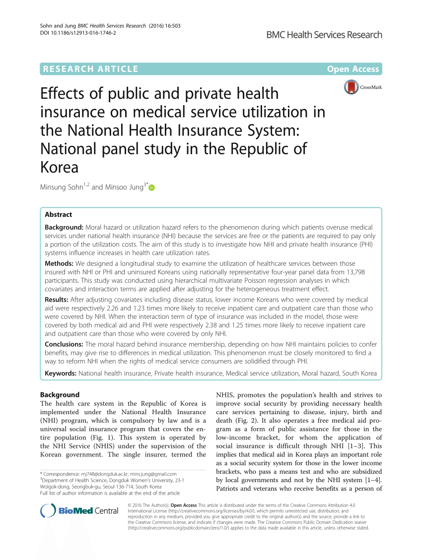 Pdf Effects Of Public And Private Health Insurance On with measurements 850 X 1129