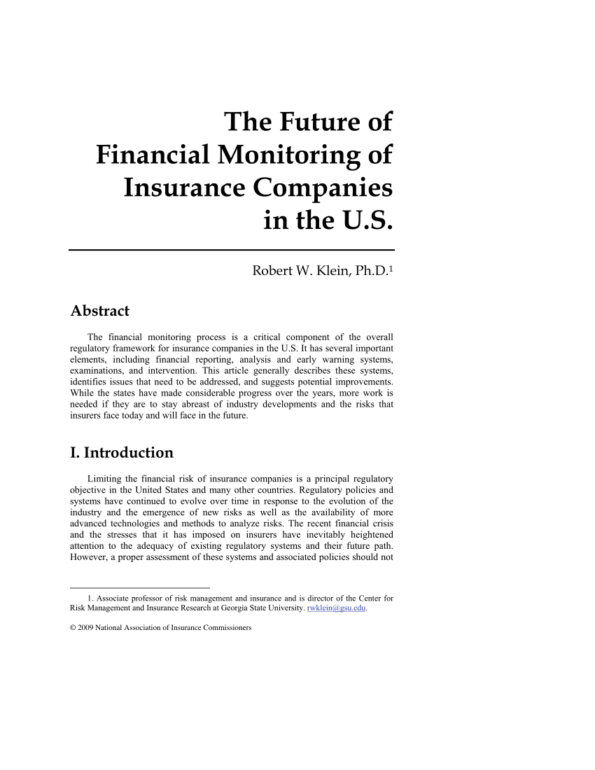 Pdf The Future Of Financial Monitoring Of Insurance pertaining to proportions 850 X 1100