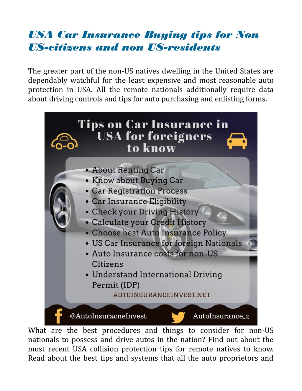 Ppt Car Insurance Buying Tips For Non Us Citizens pertaining to measurements 1024 X 1325