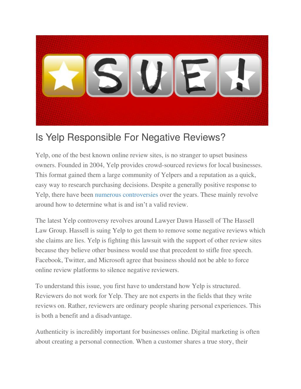 Ppt Is Yelp Responsible For Negative Reviews Powerpoint for dimensions 1024 X 1325