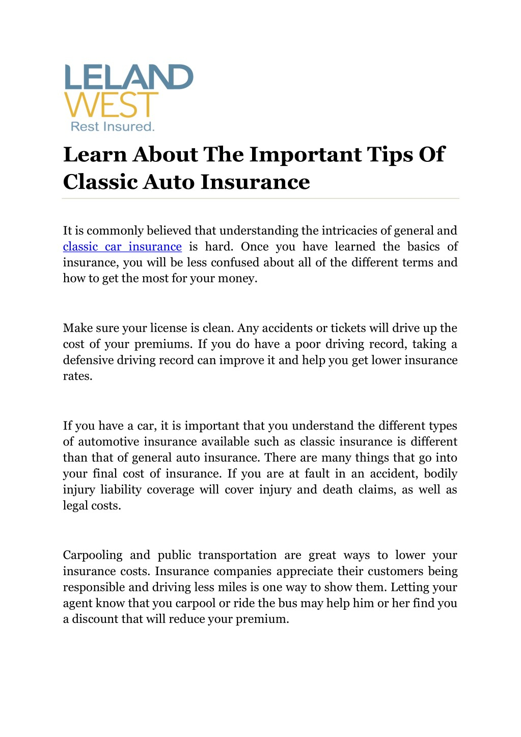 Ppt Learn About The Important Tips Of Classic Auto with regard to measurements 1023 X 1448