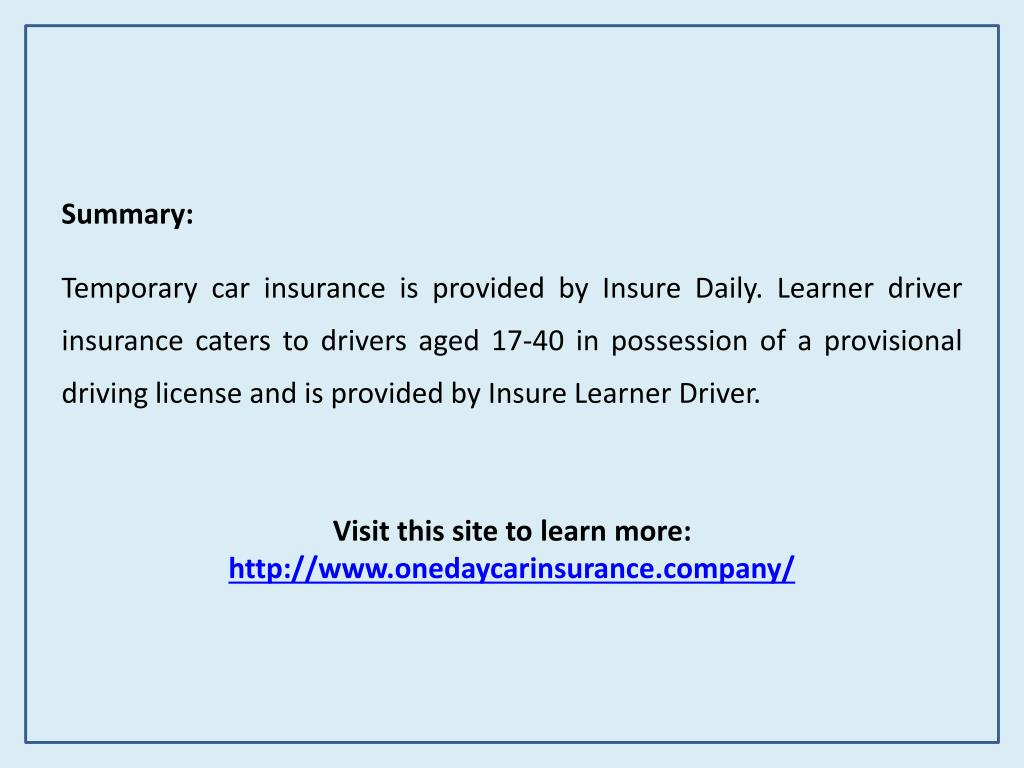 Ppt The Best Provider Of Temporary Car Insurance in sizing 1024 X 768