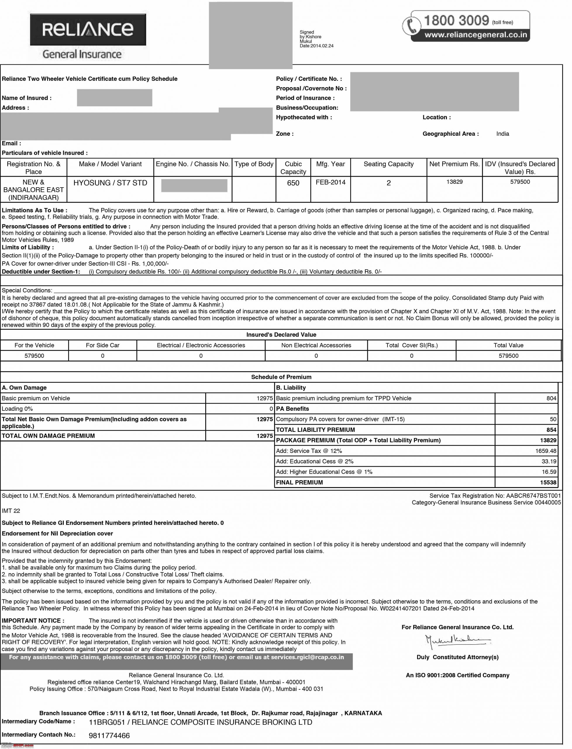 Reliance Motor Vehicle Insurance Motorsitesco throughout proportions 3230 X 4227