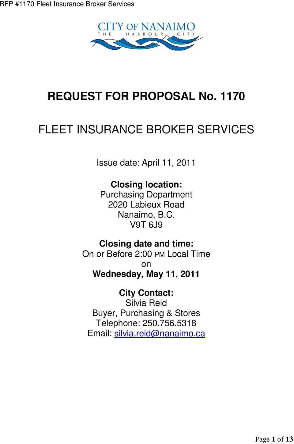 Request For Proposal No Fleet Insurance Broker Services for proportions 960 X 1448