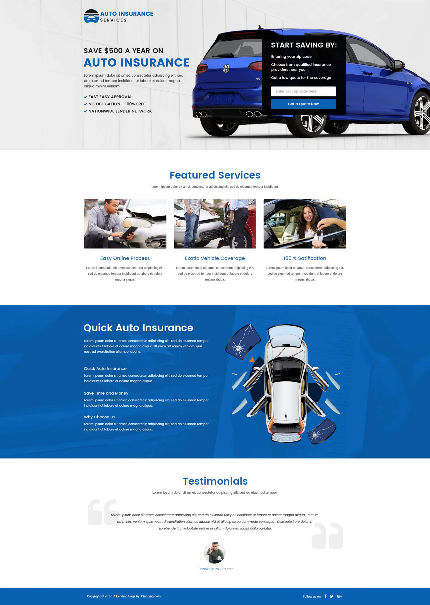 Responsive Auto Insurance Landing Page Design Template For within measurements 1920 X 2700